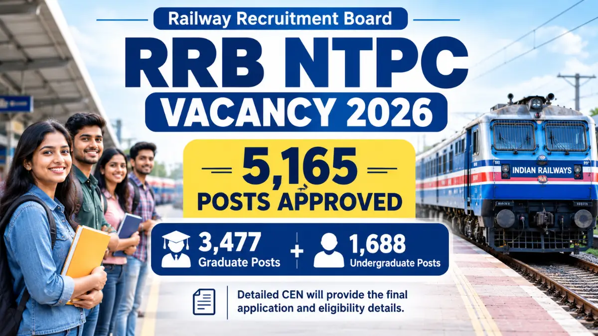 RRB NTPC Vacancy 2026 with 5,165 Graduate and Undergraduate Posts Approved
