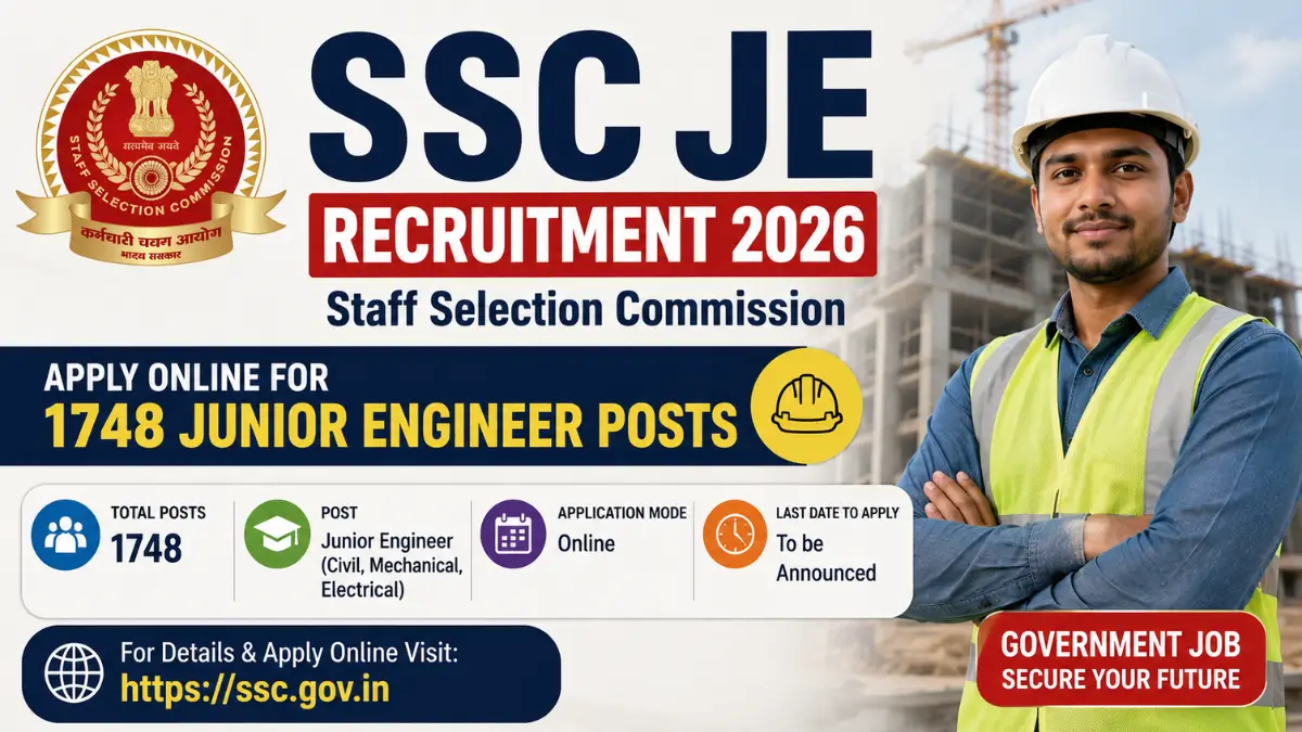 SSC JE Recruitment 2026 Apply Online for 1748 Junior Engineer Posts